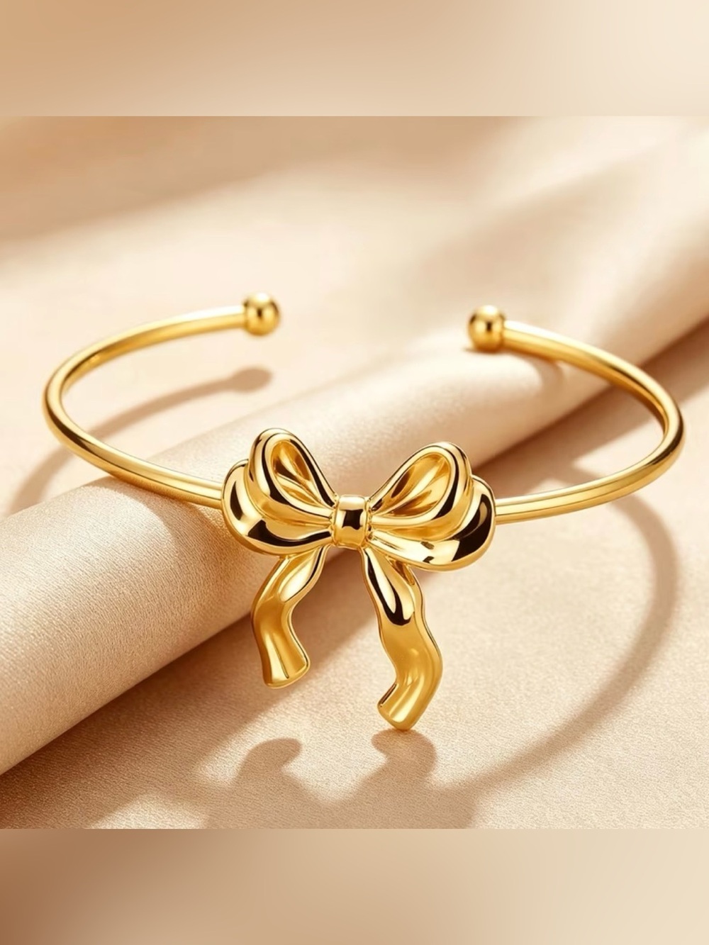 Gold Bow Bangle Bracelet - Women Jewelry